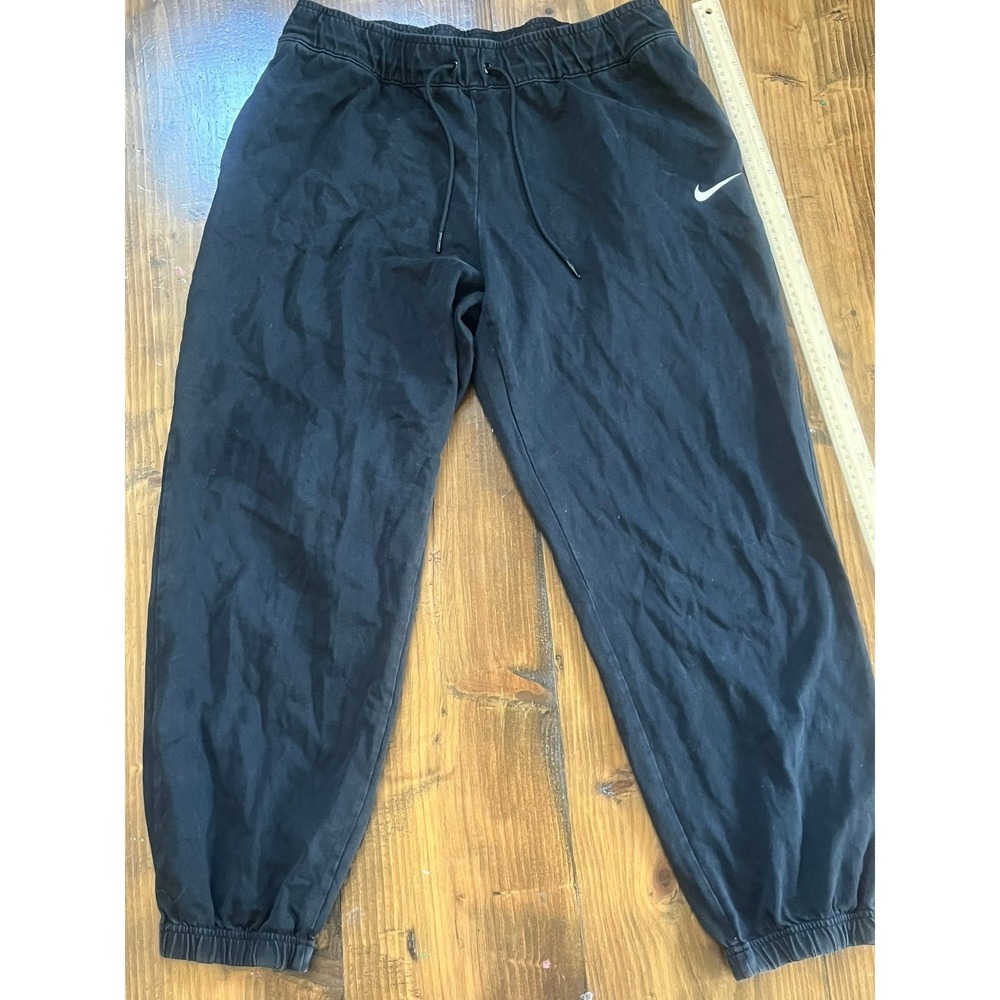 Nike‎ Mens Joggers Black Sweatpants Elastic Waist Drawstring Size Large Swoosh